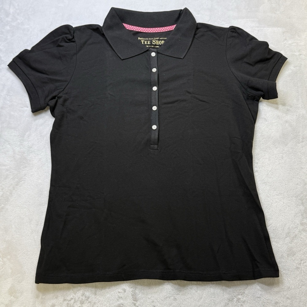 Vintage 1996 Victoria's Secret VS Tee‎ Shop Polo Puff Sleeve Black XL Deadstock